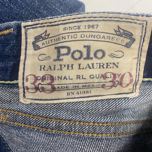Polo Ralph Lauren Denim Jeans Authentic Dungarees Mens 36x30 Blue Straight Fit C - Picture 2 of 11